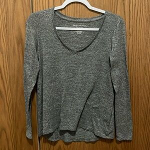 AE Grey V Neck Long Sleeve